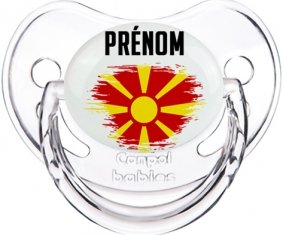 Drapeau effet pinceau Macédoine du Nord avec prénom Sucette Physiologique Transparent classique