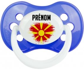 Drapeau effet pinceau Macédoine du Nord avec prénom Tétine Anatomique Bleu classique