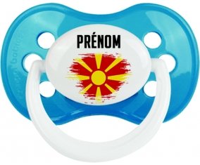 Drapeau effet pinceau Macédoine du Nord avec prénom Tétine Anatomique Cyan classique