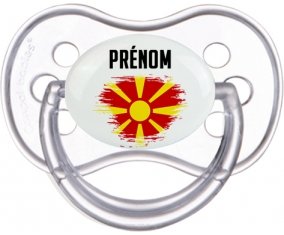 Drapeau effet pinceau Macédoine du Nord avec prénom Tétine Anatomique Transparente classique