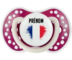 Drapeau effet pinceau France avec prénom Sucette LOVI Dynamic Fuchsia phosphorescente