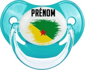 Drapeau effet pinceau Guyane Française avec prénom Tétine Physiologique Bleue classique