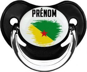 Drapeau effet pinceau Guyane Française avec prénom Tétine Physiologique Noir classique
