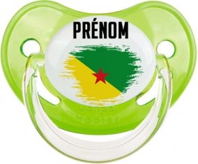 Drapeau effet pinceau Guyane Française avec prénom Tétine Physiologique Vert classique