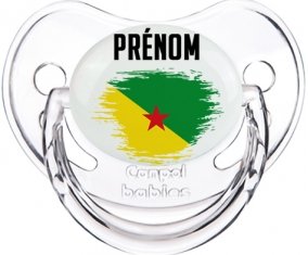 Drapeau effet pinceau Guyane Française avec prénom Tétine Physiologique Transparent classique