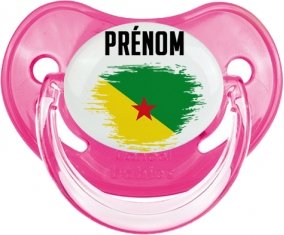 Drapeau effet pinceau Guyane Française avec prénom Tétine Physiologique Rose classique