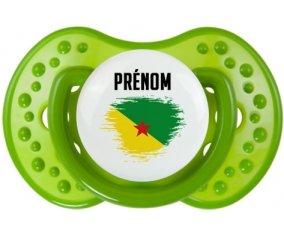 Drapeau effet pinceau Guyane Française avec prénom : Sucette LOVI Dynamic personnalisée