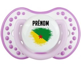 Drapeau effet pinceau Guyane Française avec prénom Sucete LOVI Dynamic Blanc-mauve classique