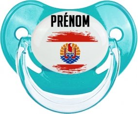 Drapeau effet pinceau Polynésie française avec prénom : Sucette Physiologique personnalisée