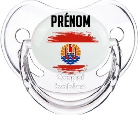 Drapeau effet pinceau Polynésie française avec prénom Sucete Physiologique Transparent classique