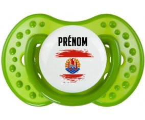 Drapeau effet pinceau Polynésie française avec prénom Tétine LOVI Dynamic Vert classique