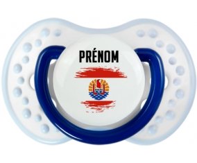 Drapeau effet pinceau Polynésie française avec prénom Tétine LOVI Dynamic Marine-blanc-bleu classique