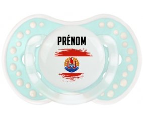 Drapeau effet pinceau Polynésie française avec prénom Tétine LOVI Dynamic Retro-turquoise-lagon classique
