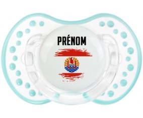 Drapeau effet pinceau Polynésie française avec prénom Tétine LOVI Dynamic Retro-blanc-lagon classique