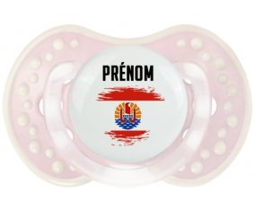 Drapeau effet pinceau Polynésie française avec prénom Tétine LOVI Dynamic Retro-rose-tendre classique