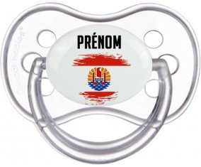 Drapeau effet pinceau Polynésie française avec prénom Sucette Anatomique Transparente classique