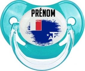 Drapeau effet pinceau Terres australes françaises avec prénom : Sucette Physiologique personnalisée