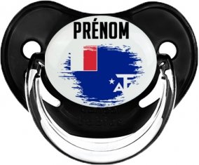 Drapeau effet pinceau Terres australes françaises avec prénom Sucette Physiologique Noir classique
