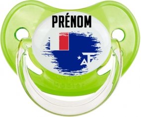 Drapeau effet pinceau Terres australes françaises avec prénom Sucette Physiologique Vert classique