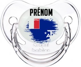 Drapeau effet pinceau Terres australes françaises avec prénom Sucette Physiologique Transparent classique