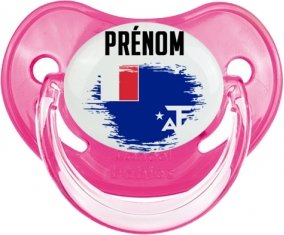 Drapeau effet pinceau Terres australes françaises avec prénom Sucette Physiologique Rose classique