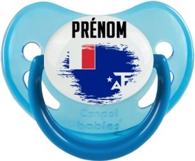 Drapeau effet pinceau Terres australes françaises avec prénom Sucette Physiologique Bleue phosphorescente