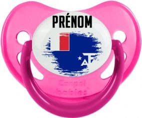 Drapeau effet pinceau Terres australes françaises avec prénom Sucette Physiologique Rose phosphorescente