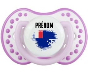 Drapeau effet pinceau Terres australes françaises avec prénom Sucette LOVI Dynamic Blanc-mauve classique
