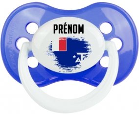 Drapeau effet pinceau Terres australes françaises avec prénom Tétine Anatomique Bleu classique