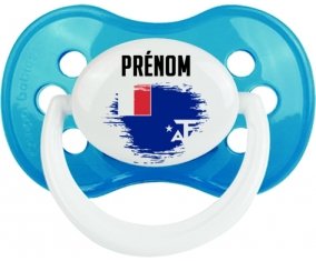 Drapeau effet pinceau Terres australes françaises avec prénom Tétine Anatomique Cyan classique