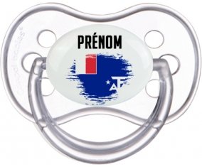 Drapeau effet pinceau Terres australes françaises avec prénom Tétine Anatomique Transparente classique