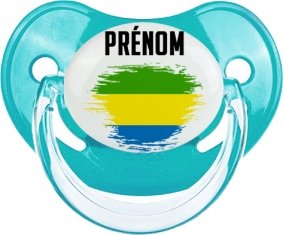 Drapeau effet pinceau Gabon avec prénom : Sucette Physiologique personnalisée