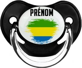 Drapeau effet pinceau Gabon avec prénom Sucette Physiologique Noir classique