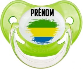 Drapeau effet pinceau Gabon avec prénom Sucette Physiologique Vert classique