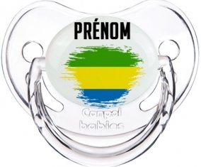 Drapeau effet pinceau Gabon avec prénom Sucette Physiologique Transparent classique