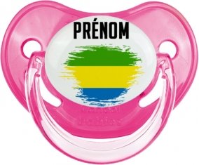 Drapeau effet pinceau Gabon avec prénom Sucette Physiologique Rose classique