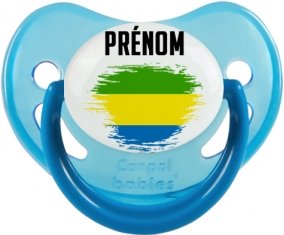 Drapeau effet pinceau Gabon avec prénom Sucette Physiologique Bleue phosphorescente