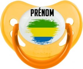Drapeau effet pinceau Gabon avec prénom Sucette Physiologique Jaune phosphorescente