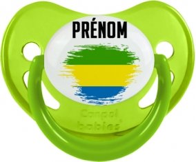 Drapeau effet pinceau Gabon avec prénom Sucette Physiologique Vert phosphorescente