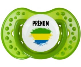 Drapeau effet pinceau Gabon avec prénom Sucette LOVI Dynamic Vert classique