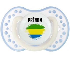 Drapeau effet pinceau Gabon avec prénom Sucette LOVI Dynamic Blanc-cyan classique