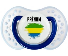 Drapeau effet pinceau Gabon avec prénom Sucette LOVI Dynamic Marine-blanc-bleu classique