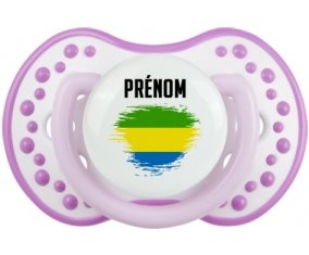 Drapeau effet pinceau Gabon avec prénom Sucette LOVI Dynamic Blanc-mauve classique
