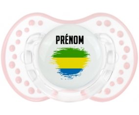 Drapeau effet pinceau Gabon avec prénom Sucette LOVI Dynamic Retro-blanc-rose-tendre classique