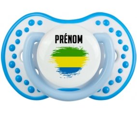 Drapeau effet pinceau Gabon avec prénom Sucette LOVI Dynamic Blanc-bleu phosphorescente