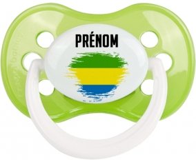 Drapeau effet pinceau Gabon avec prénom Sucette Anatomique Vert classique