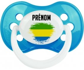 Drapeau effet pinceau Gabon avec prénom Sucette Anatomique Cyan classique