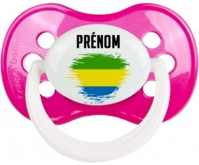 Drapeau effet pinceau Gabon avec prénom Sucette Anatomique Rose foncé classique