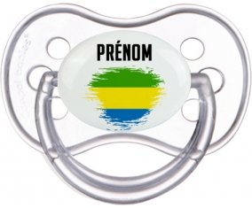 Drapeau effet pinceau Gabon avec prénom Sucette Anatomique Transparente classique