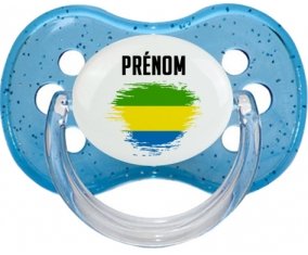 Drapeau effet pinceau Gabon avec prénom : Tétine Cerise personnalisée